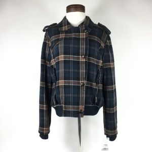 Mango Plaid Heavy Wool Jacket Size L
